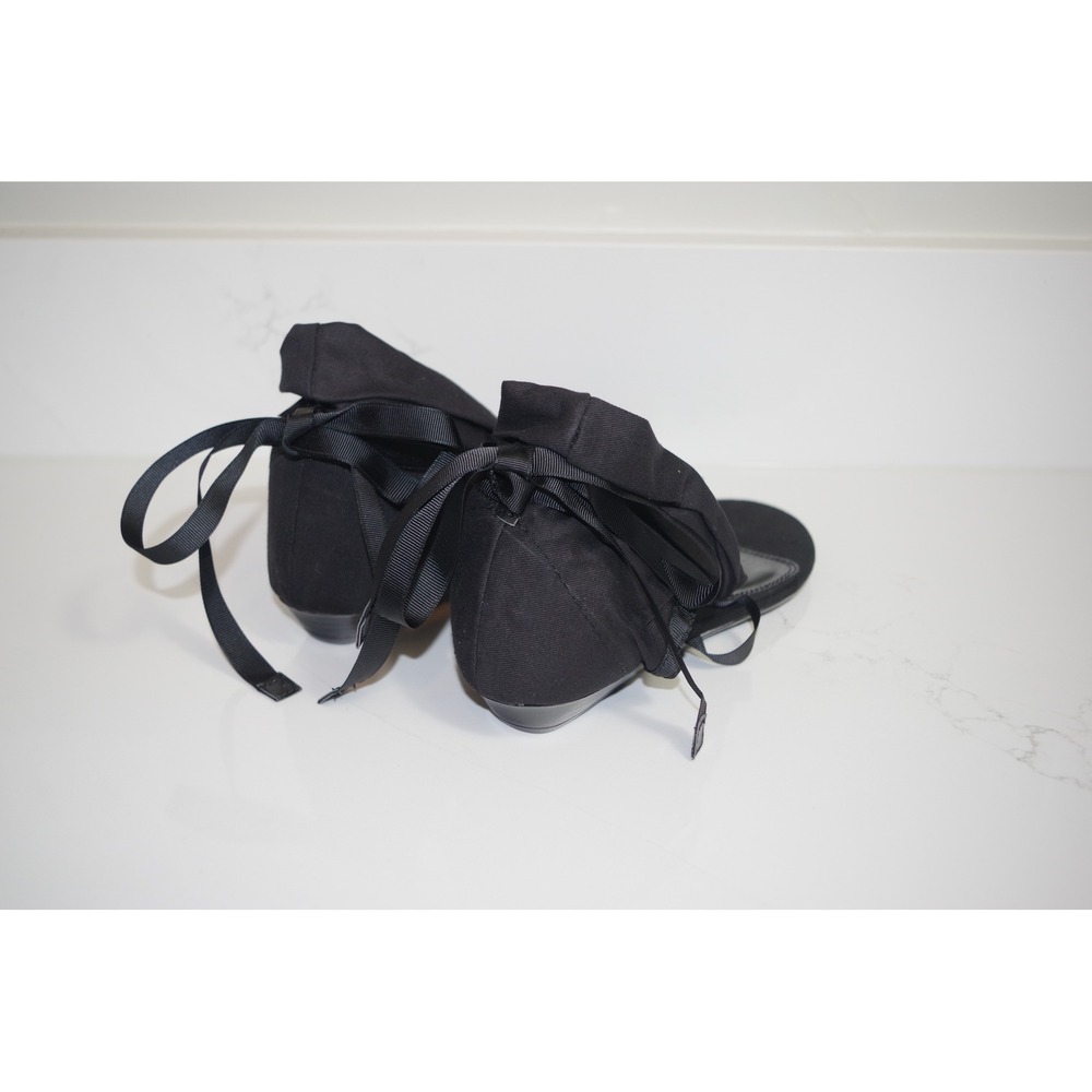 Chinese Laundry Z-Sudoku Black Fabric Ankle Wrap Thong Wedge Sandals Womens 6.5M - Picture 2 of 6